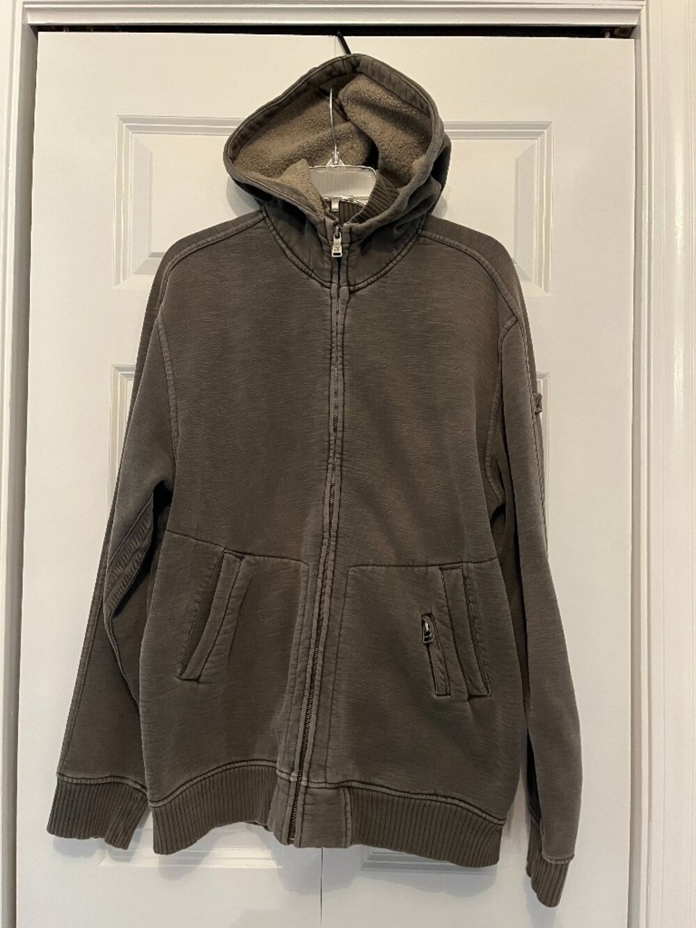 Men's Quiksilver Silver Edition Gray Sweatshirt Hoodie Full Zip Pockets Large